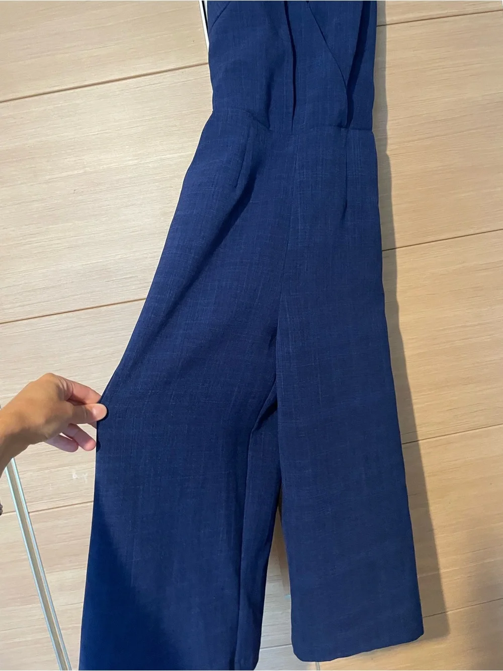 Adelyn Rae Navy Sleeveless Wrap Jumpsuit with Tie Waist - Picture 8 of 11